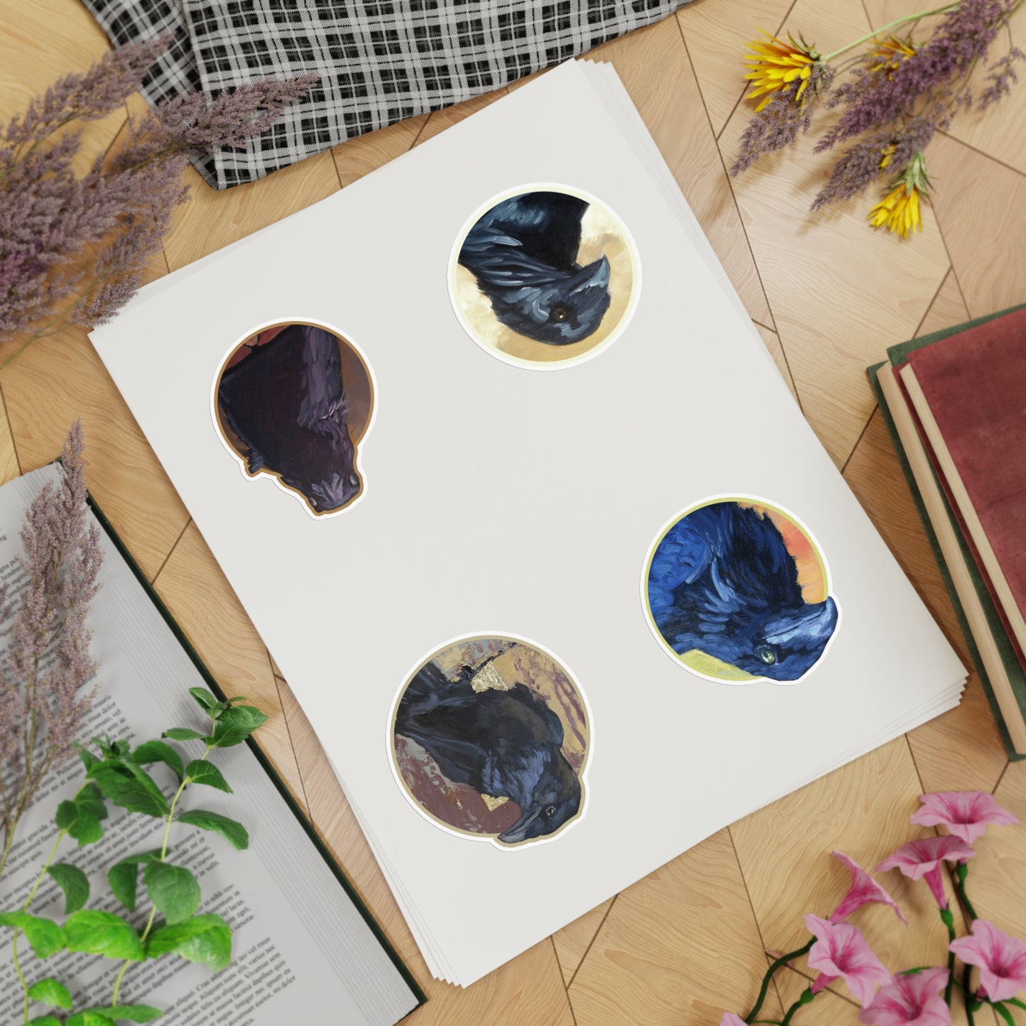 Mystical Raven Sticker Sheet Bundle - 4 Unique Designs for Corvid love